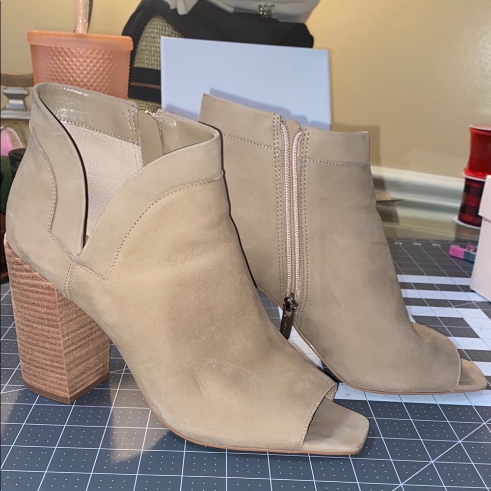 Chic Beige Peep-Toe Ankle Boots